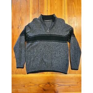 Daniele Blasi Italy Wool Sweater 1/4 Zip Neck Gray Striped Men's XL